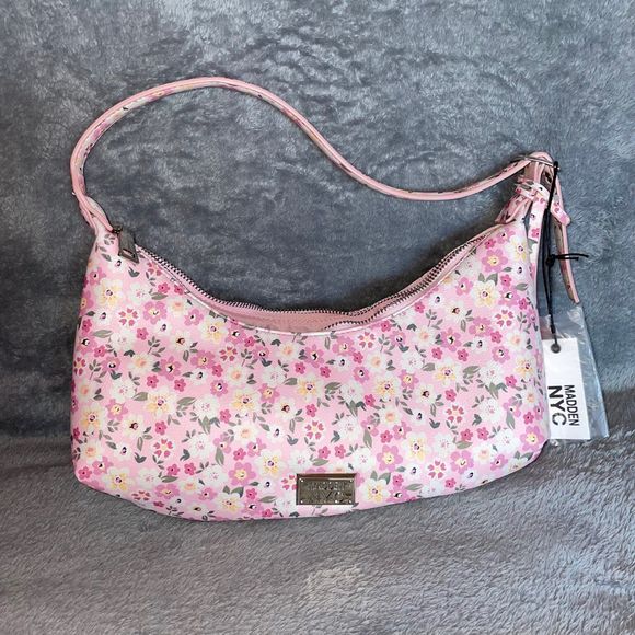 Madden NYC Women's Shoulder hand Bag Pink floral purse NEW - Picture 2 of 8